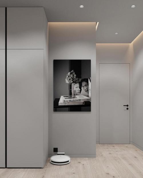 Дизайн проект прихожей в современном стиле, в тесных тонах. 06