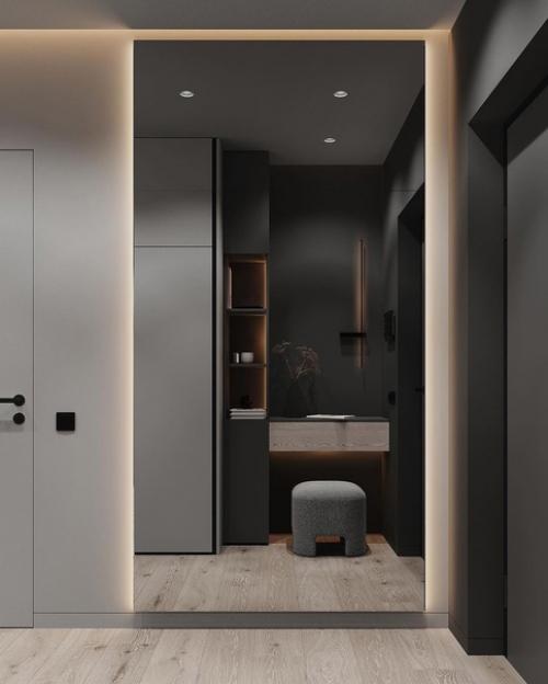 Дизайн проект прихожей в современном стиле, в тесных тонах. 03