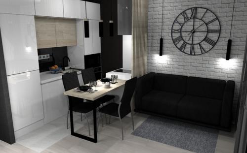 Дизайн квартиры - студии в современном стиле. 01