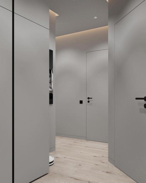 Дизайн проект прихожей в современном стиле, в тесных тонах. 05