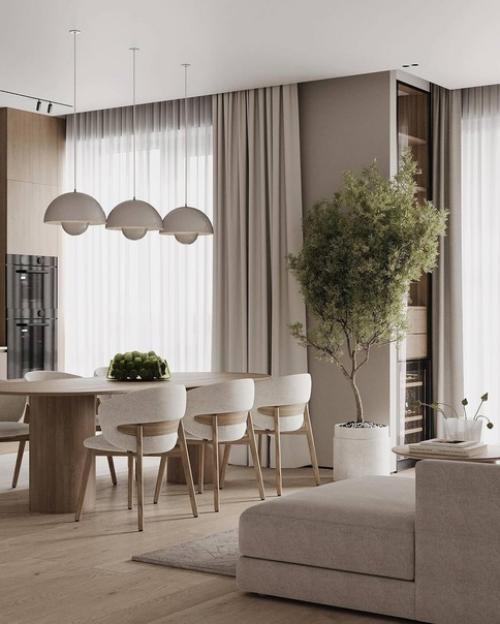 Интерьер уютной кухни - гостиной. 01