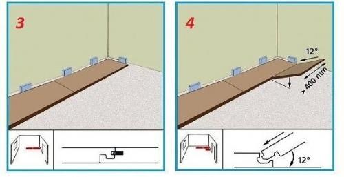 Наглядная схема укладки ламината, в которой пошагово показан весь процесс - от подготовки основания до выбора рисунка раскладки. 06