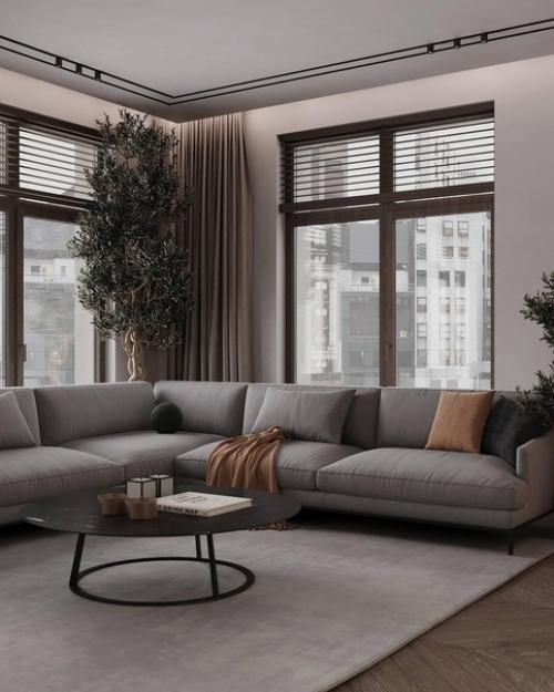 Кухня - гостиная в ЖК Нева Хаус, вот такая достаточно минималистичная и современная, но, в то же время очень уютная. 06