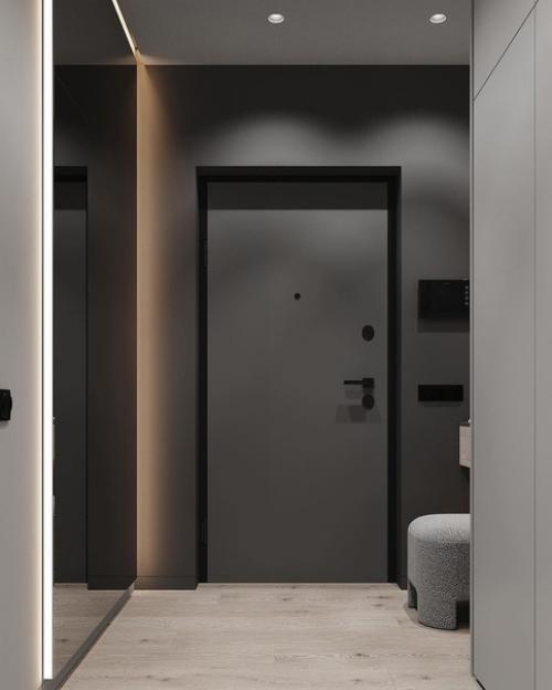 Дизайн проект прихожей в современном стиле, в тесных тонах. 04