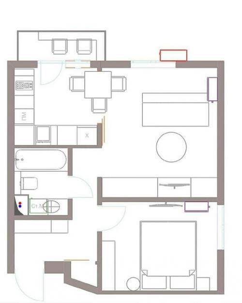 2 х комнатная квартира 38 м для молодой девушки. 09