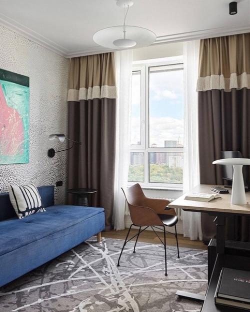 Оригинальный итерьер квартиры в светлых тонах с интересным декором и мебелью. 06