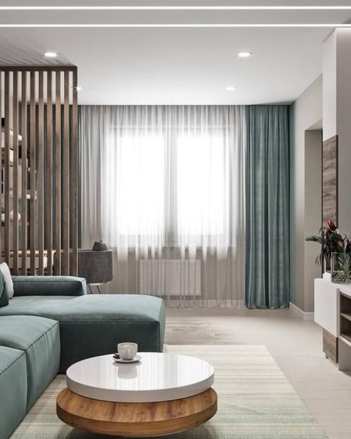 Интерьер квартиры, выполненный в спокойных тонах, помогает создать атмосферу уюта и спокойствия. 02