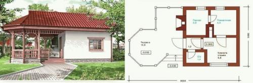 Баня и беседка под одной крышей. 01