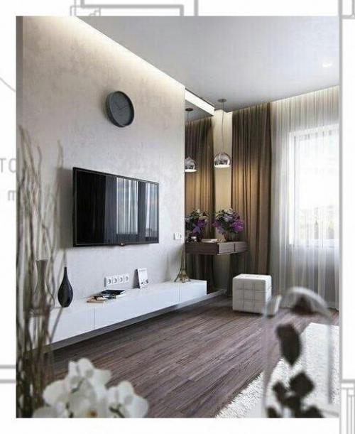 Тв - зона - главный объект гостиной, место семейного отдыха и комфорта. 07