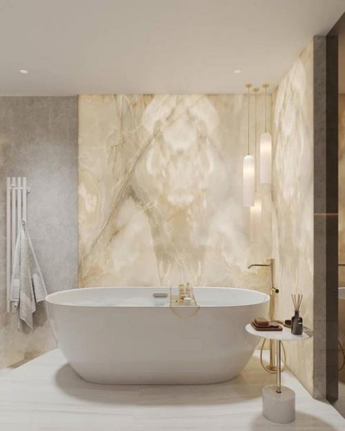 Очень атмосферный интерьер ванной комнаты. 07