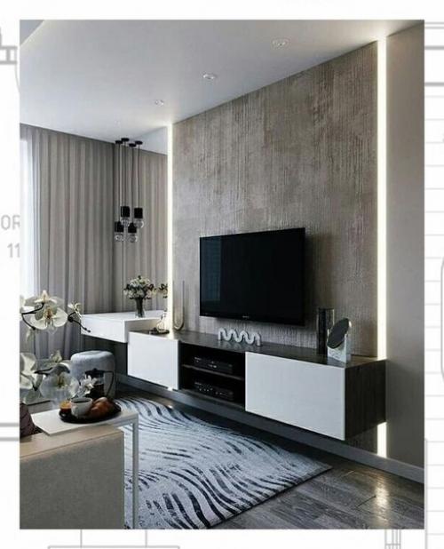 Тв - зона - главный объект гостиной, место семейного отдыха и комфорта. 05