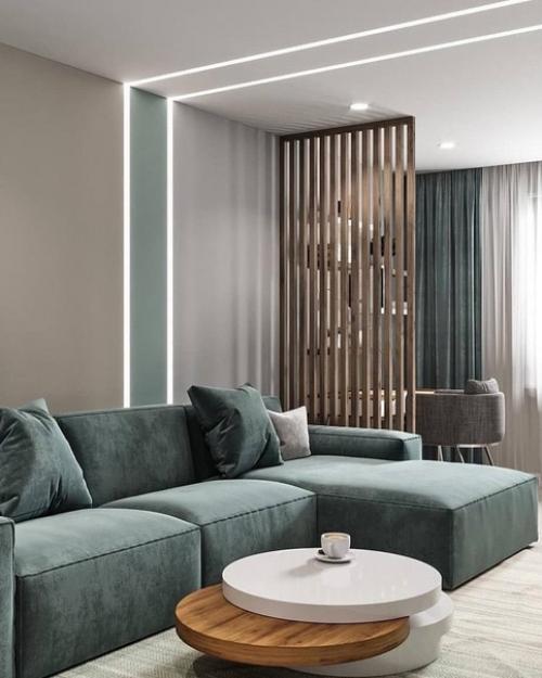 Интерьер квартиры, выполненный в спокойных тонах, помогает создать атмосферу уюта и спокойствия. 01