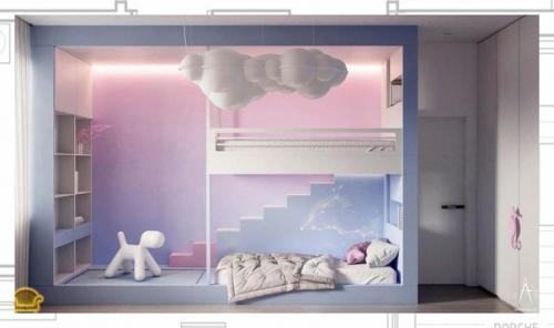 Фиолетовый для оформления интерьера детской комнаты помогает сконцентрировать внимание и открыть творческий потенциал ребенка. 03