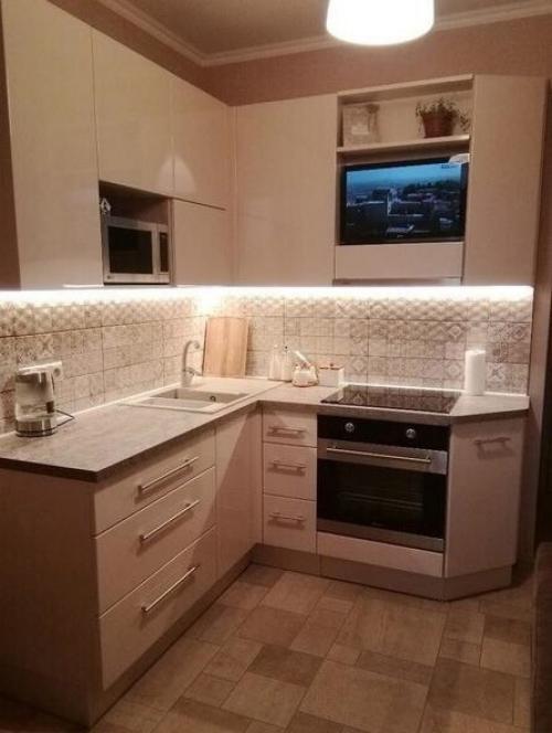 Уютный дизайн. Для небольшой кухни. 01