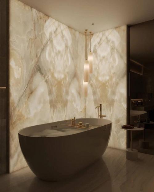 Очень атмосферный интерьер ванной комнаты. 02