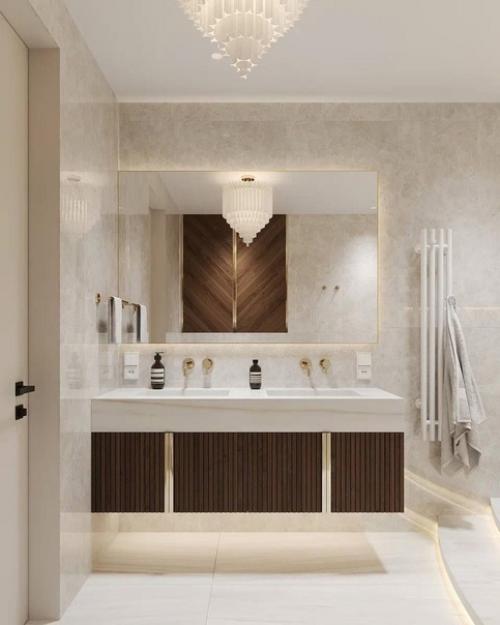 Очень атмосферный интерьер ванной комнаты. 01