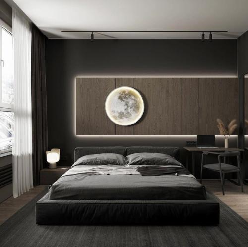 К смелому оформлению комнаты обращаются в темных тонах чаще всего. 05