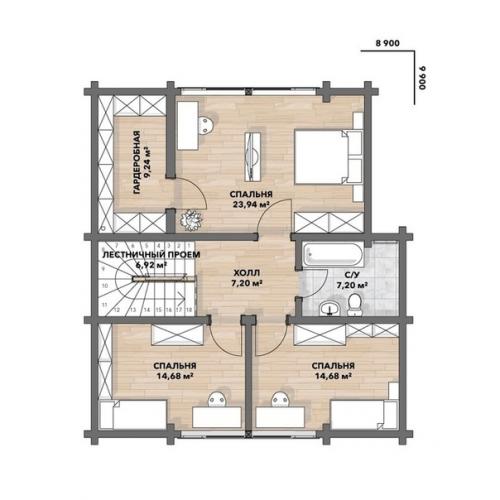 Деревянный дом с панорамным остеклением красота. 02