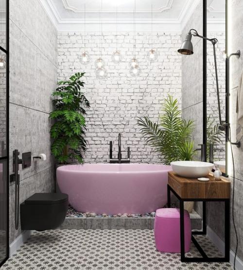 Розовая ванна очень интересное решение как вам? 04