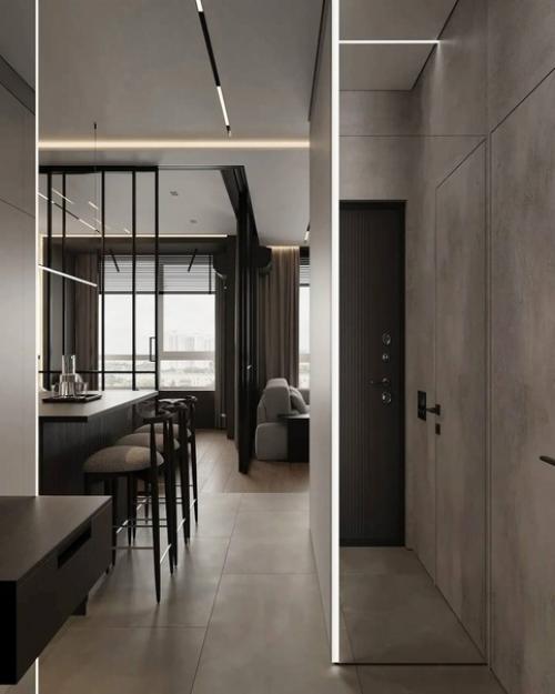 Интерьер в строгих и стильных тонах для холостяка. 03