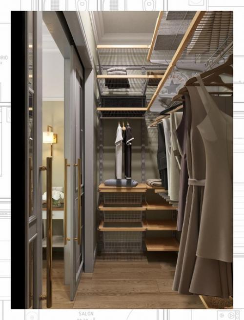 Двухкомнатные апартаменты в классическом стиле, с гардеробом и окном в прихожей. 06