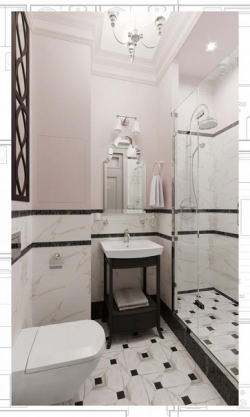 Двухкомнатные апартаменты в классическом стиле, с гардеробом и окном в прихожей. 07