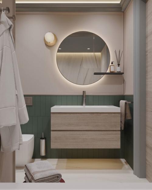 Чтобы интерьер в нежных тонах выглядел гармонично, можно использовать разные текстуры и материалы - от мягких тканей до грубых камней. 06