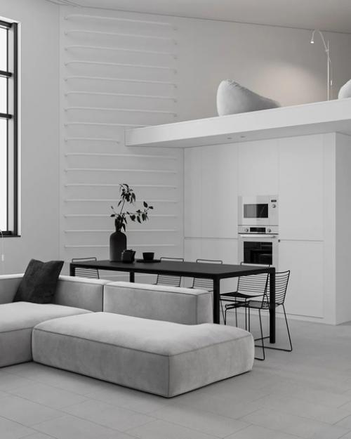 Монохромный и минималистичный дизайн квартиры. 06