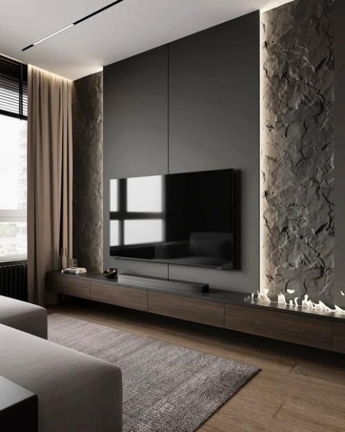 Интерьер в строгих и стильных тонах для холостяка. 05