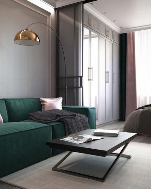 Современная классика.  Очень красивый и стильный дизайн - проект небольшой квартиры с интересным зонированием. 05