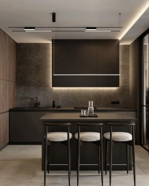 Интерьер в строгих и стильных тонах для холостяка. 07