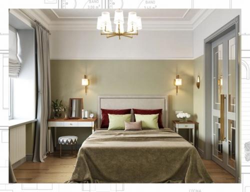 Двухкомнатные апартаменты в классическом стиле, с гардеробом и окном в прихожей. 05