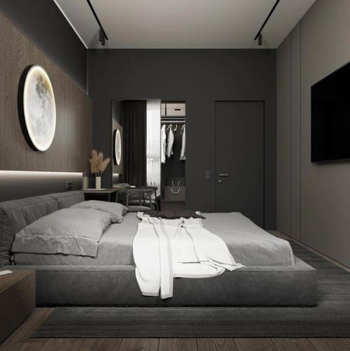 К смелому оформлению комнаты обращаются в темных тонах чаще всего. 01