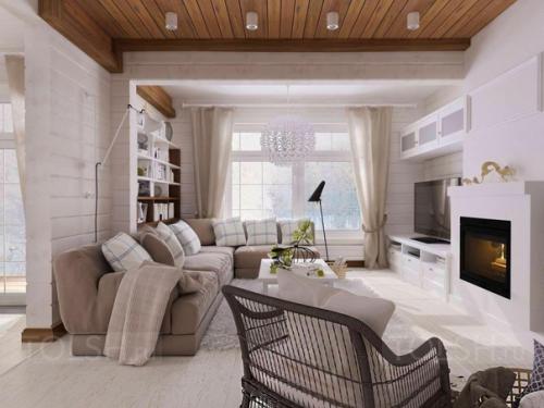 Дизайн дома из бруса в светлых тонах. 08