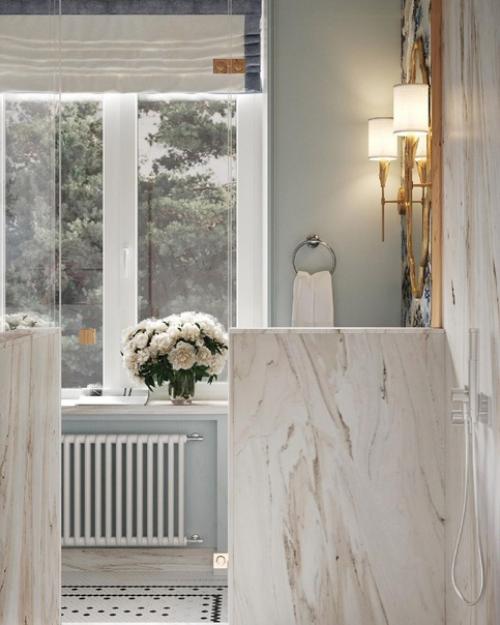 Нежный и утонченный интерьер ванной комнаты в загородном доме невероятно. 04