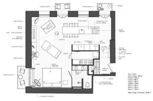 Неоклассика в дизайне квартиры для молодого человека 55 кв. 09