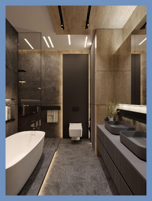 Несколько современных вариантов законченного ремонта ванной. 06