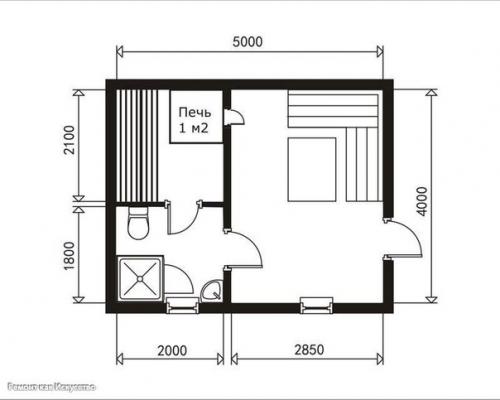 Простейшие варианты планировок бани 4 х 5. 07