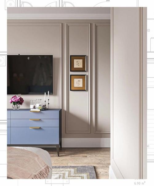 Голубой и зелено - голубой пастелью разбавляют кремово - бежевую палитру. 04