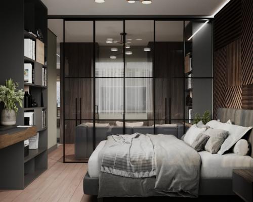 Лаконичный дизайн маленькой квартиры в глубоких насыщенных оттенках - идеальный вариант для жизни одного человека. 03