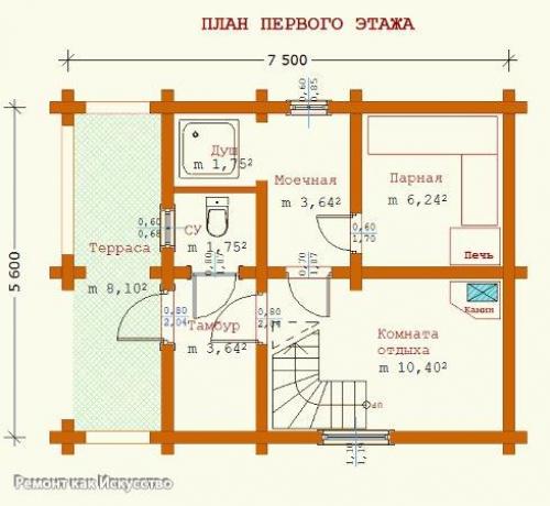 Простейшие варианты планировок бани 4 х 5. 06