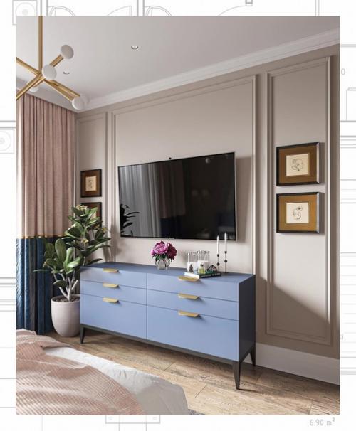 Голубой и зелено - голубой пастелью разбавляют кремово - бежевую палитру. 03