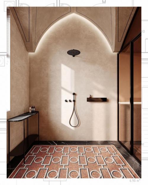 Интерьер ванной комнаты в стиле марокканский лофт. 02