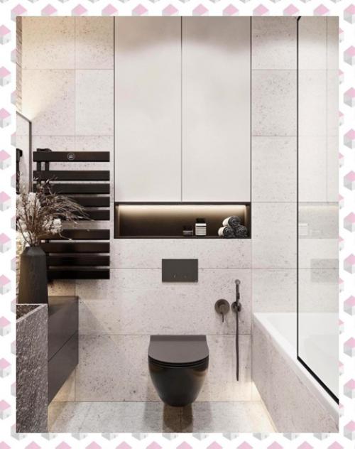 Ванная комната с контрастом в интерьере. 01