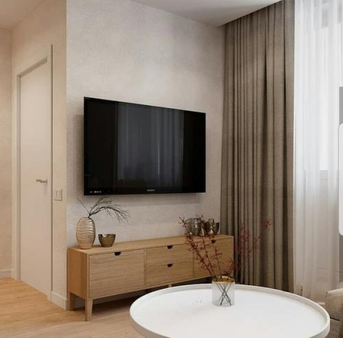 Зонирование комнаты на гостиную и спальную зоны. 02