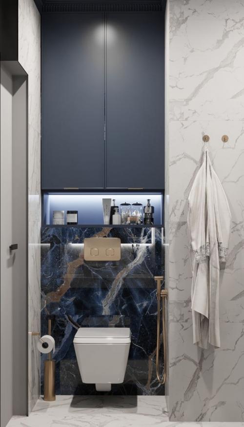 Монохромный или синий вариант интерьера ванной комнаты? 03