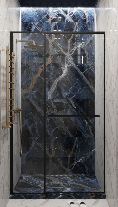 Монохромный или синий вариант интерьера ванной комнаты? 07