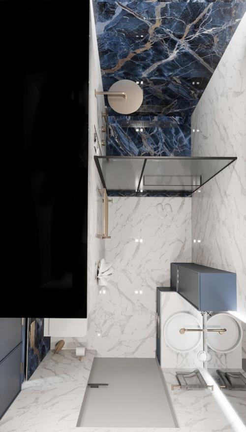 Монохромный или синий вариант интерьера ванной комнаты? 05