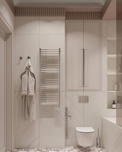 Нежный светлый интерьер ванной комнаты. 06