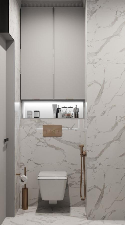 Монохромный или синий вариант интерьера ванной комнаты? 06